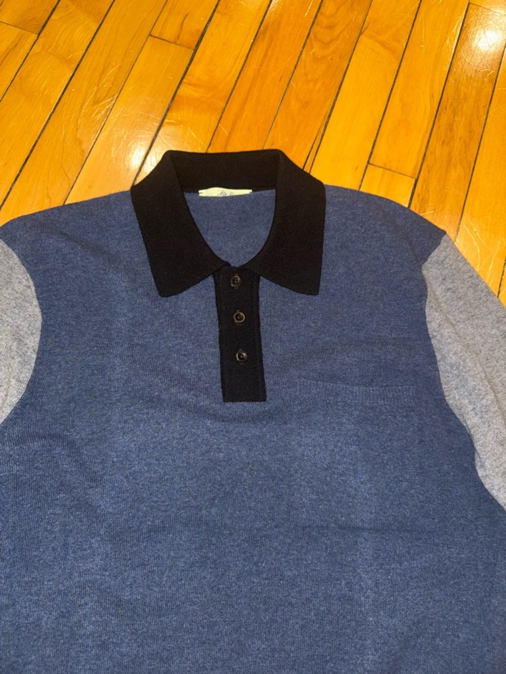 MR P. PORTER Colour-block merino wool polo sweater size medium men’s - Picture 2 of 7